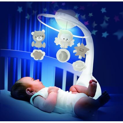 Infantino - Vrtiljak nad posteljico z melodijo 3v1 3xAAA rjava