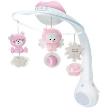 Infantino - Mobile za posteljico z melodijo 3v1 3xAAA roza