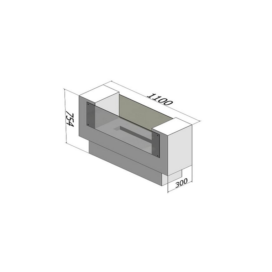 InFire - BIO kamin 110x75 cm 3kW dvostranski