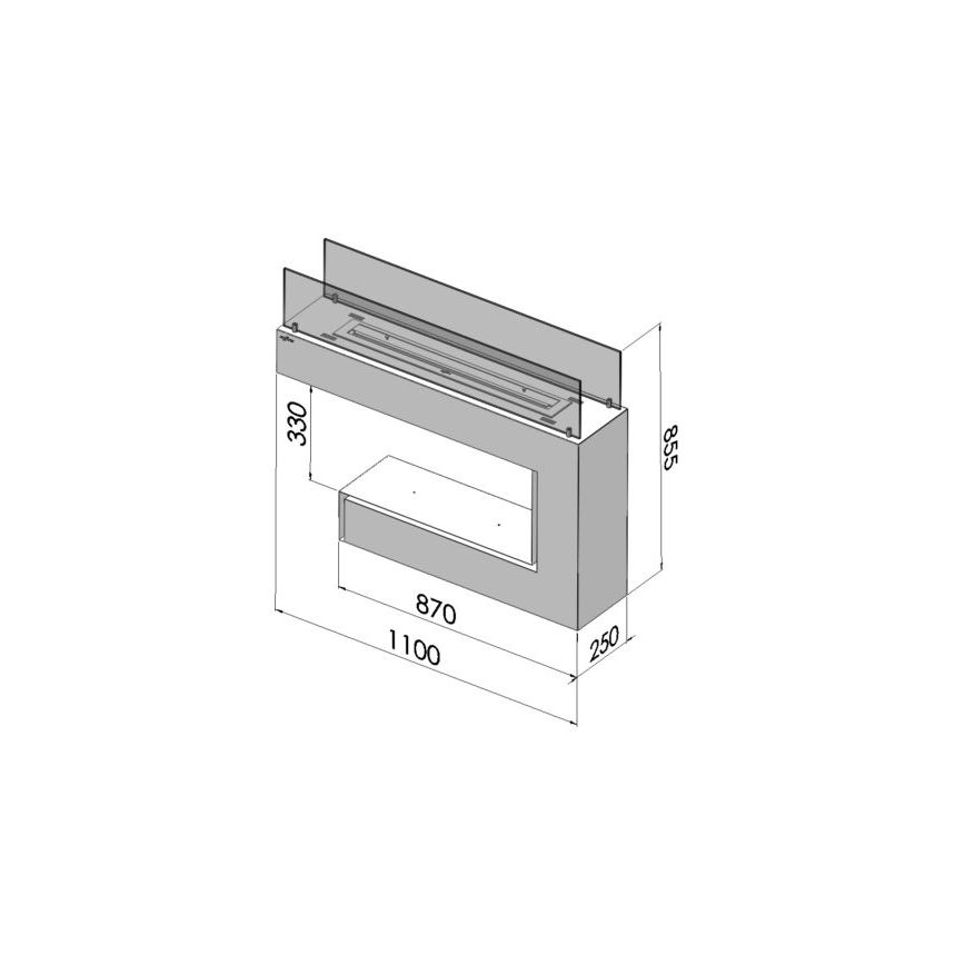 InFire - BIO kamin 110x85,5 cm 3kW bela