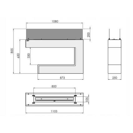 InFire - BIO kamin 110x85,5 cm 3kW bela