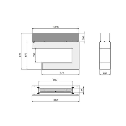 InFire - BIO kamin 110x92 cm 3kW črna