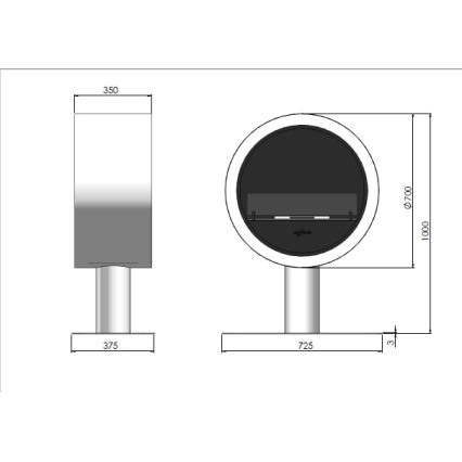 InFire - BIO kamin pr. 72,5 cm 3kW bela