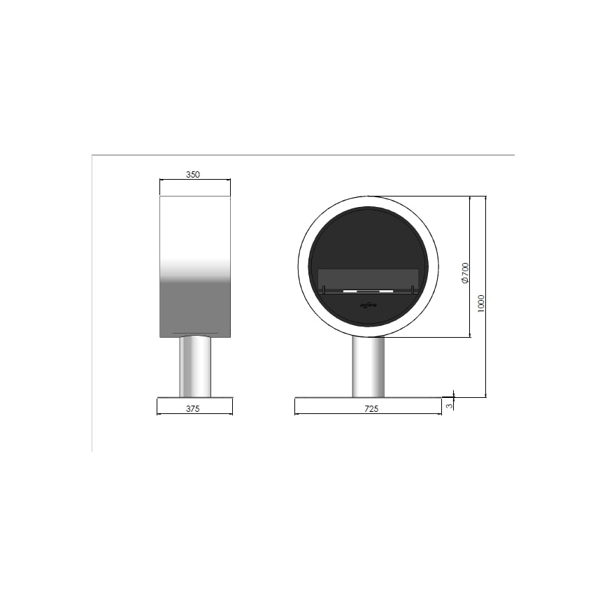 InFire - BIO kamin pr. 72,5 cm 3kW bela