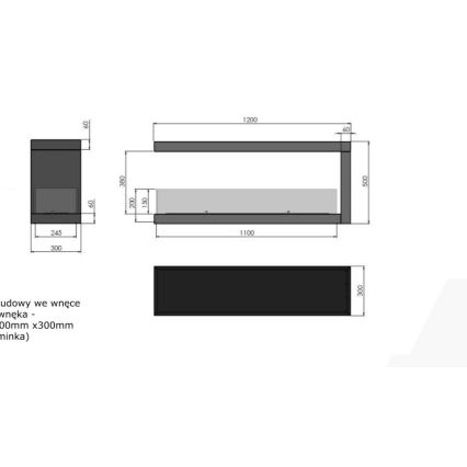 InFire - Kotni BIO kamin 120x50 cm 3kW bifacial