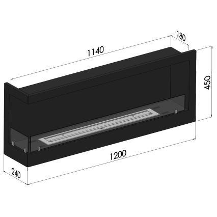 InFire - Kotni BIO kamin 45x120 cm 3kW črna