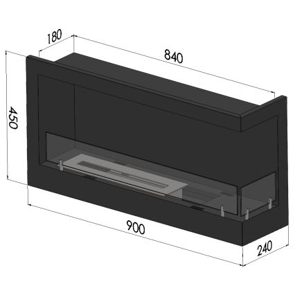 InFire - Kotni BIO kamin 45x90 cm 3kW črna