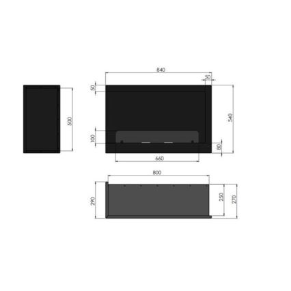 InFire - Kotni BIO kamin 84x54 cm 3kW črna