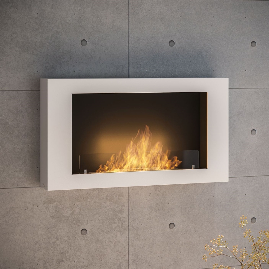 InFire - Stenski BIO kamin 100x56 cm 3kW bela