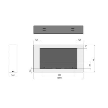 InFire - Stenski BIO kamin 100x56 cm 3kW bela