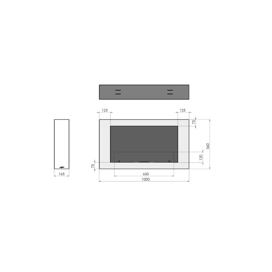 InFire - Stenski BIO kamin 100x56 cm 3kW bela