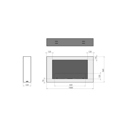 InFire - Stenski BIO kamin 100x56 cm 3kW črna