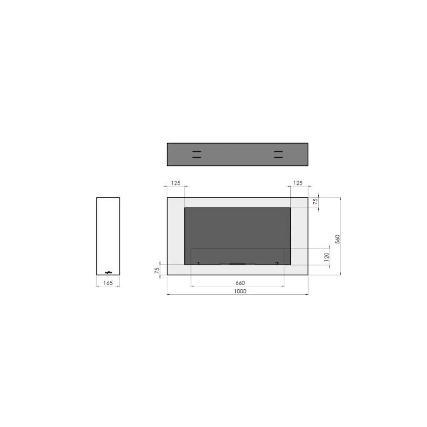 InFire - Stenski BIO kamin 100x56 cm 3kW črna