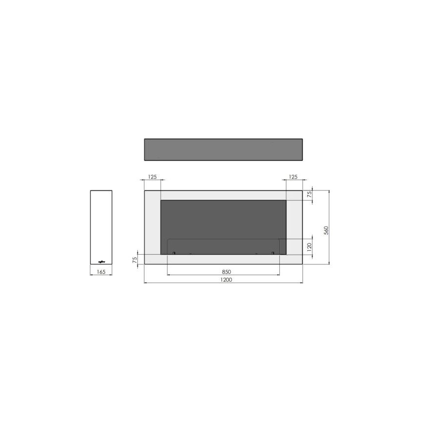 InFire - Stenski BIO kamin 120x56 cm 3kW bela