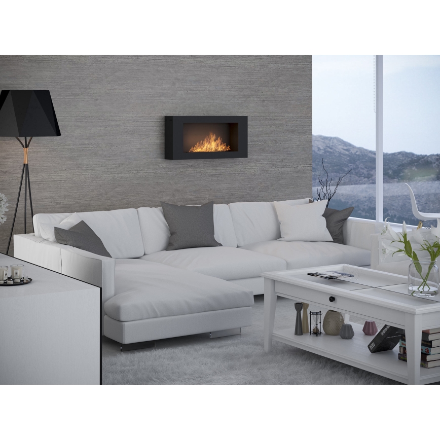 InFire - Stenski BIO kamin 44x91 cm 3kW črna
