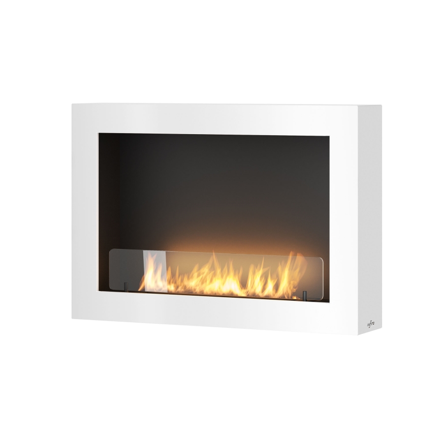 InFire - Stenski BIO kamin 80x56 cm 3kW bela