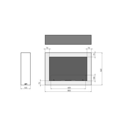 InFire - Stenski BIO kamin 80x56 cm 3kW bela