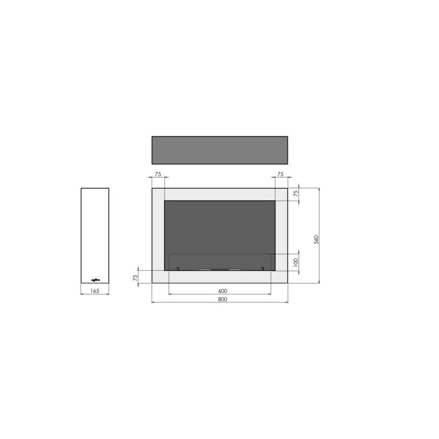 InFire - Stenski BIO kamin 80x56 cm 3kW črna
