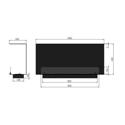 InFire - Vgradni BIO kamin 100x45 cm 3kW črna