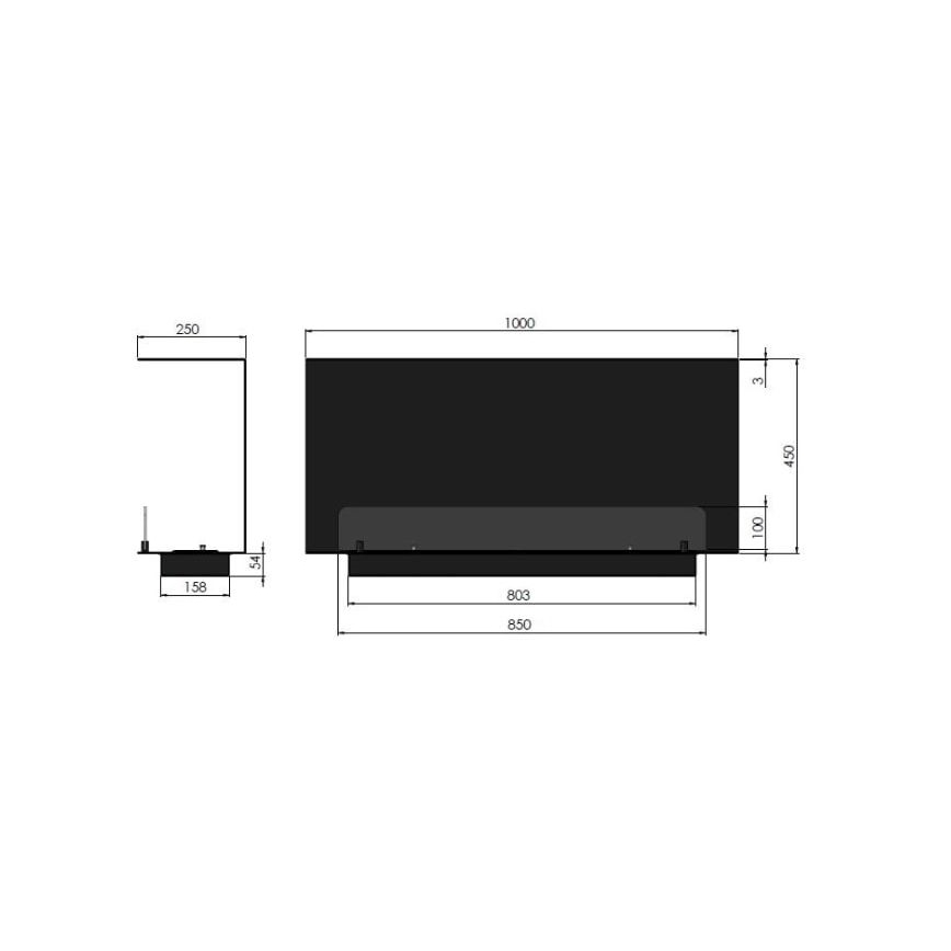 InFire - Vgradni BIO kamin 100x45 cm 3kW črna