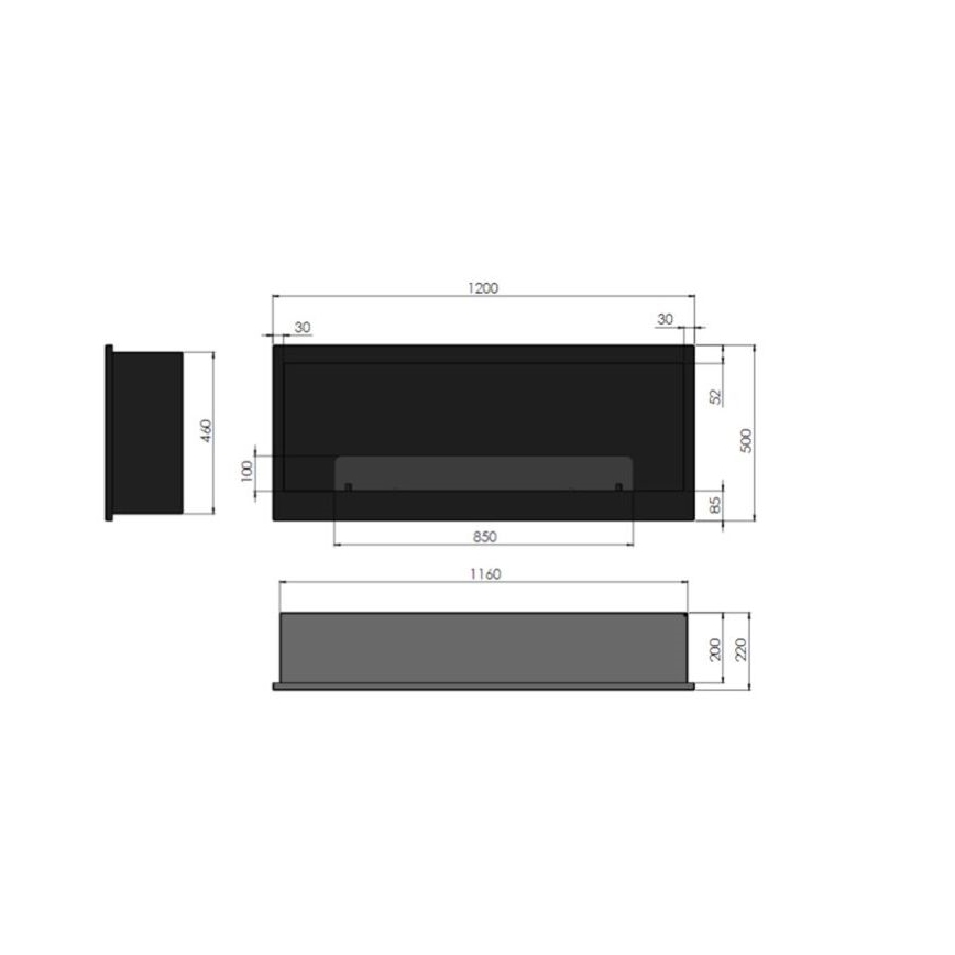 InFire - Vgradni BIO kamin 120x50 cm 3kW črna