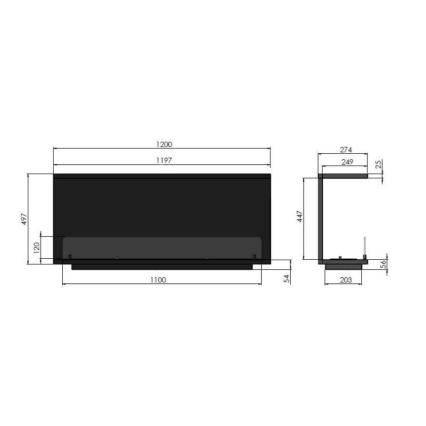 InFire - Vgradni BIO kamin 120x50 cm 3kW črna