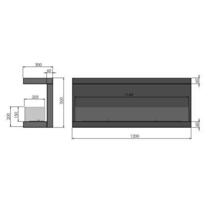 InFire - Vgradni BIO kamin 120x50 cm 5kW črna