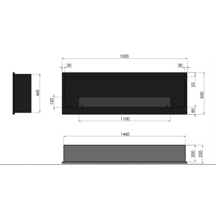 InFire - Vgradni BIO kamin 150x50 cm 4,2kW črna