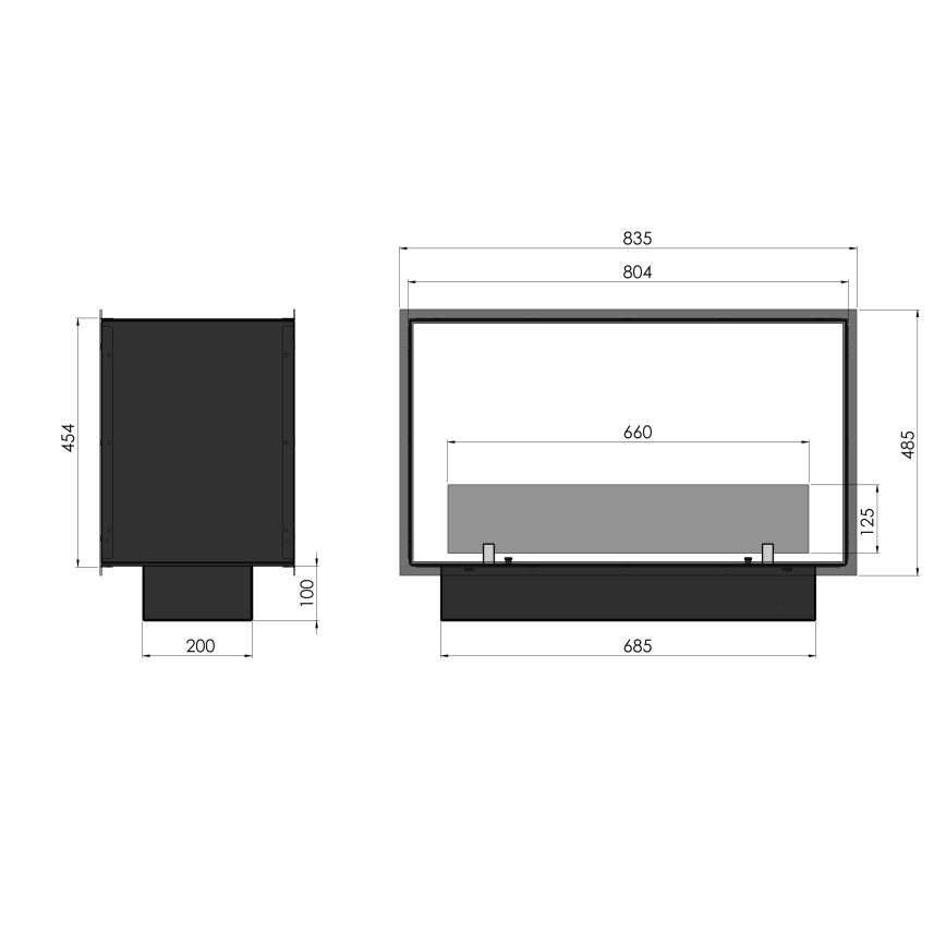 InFire - Vgradni BIO kamin 48,5x83,5 cm 3,5kW črna