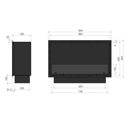 InFire - Vgradni BIO kamin 49,4x84,4 cm 3,5kW črna