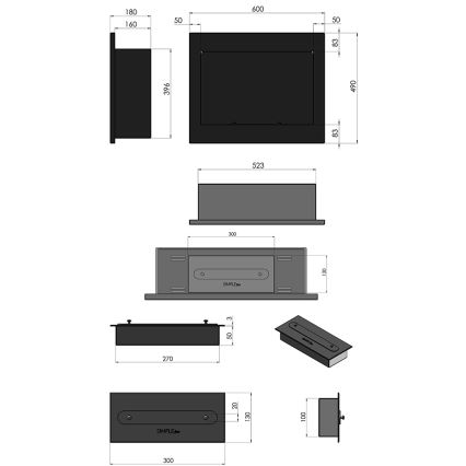 InFire - Vgradni BIO kamin 49x60 cm 3kW črna