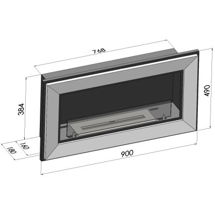 InFire - Vgradni BIO kamin 49x90 cm 3kW črna