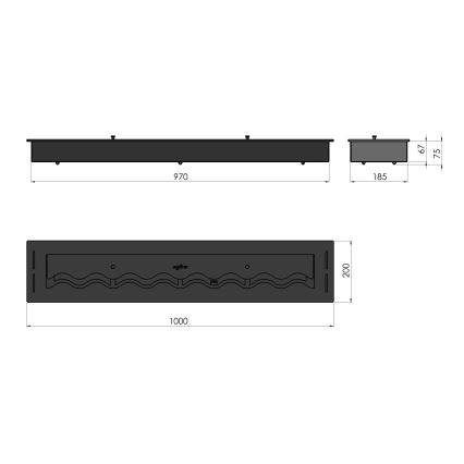 InFire - Vgradni BIO kamin 7,5x100 cm 6kW črna
