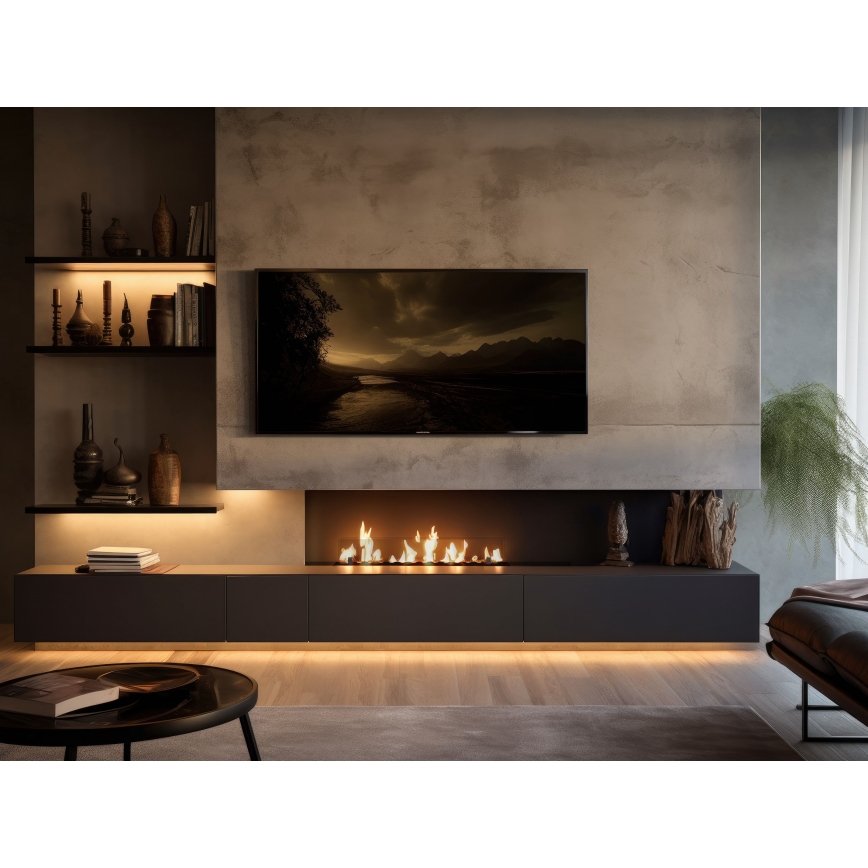InFire - Vgradni BIO kamin 8,5x100 cm 6kW črna