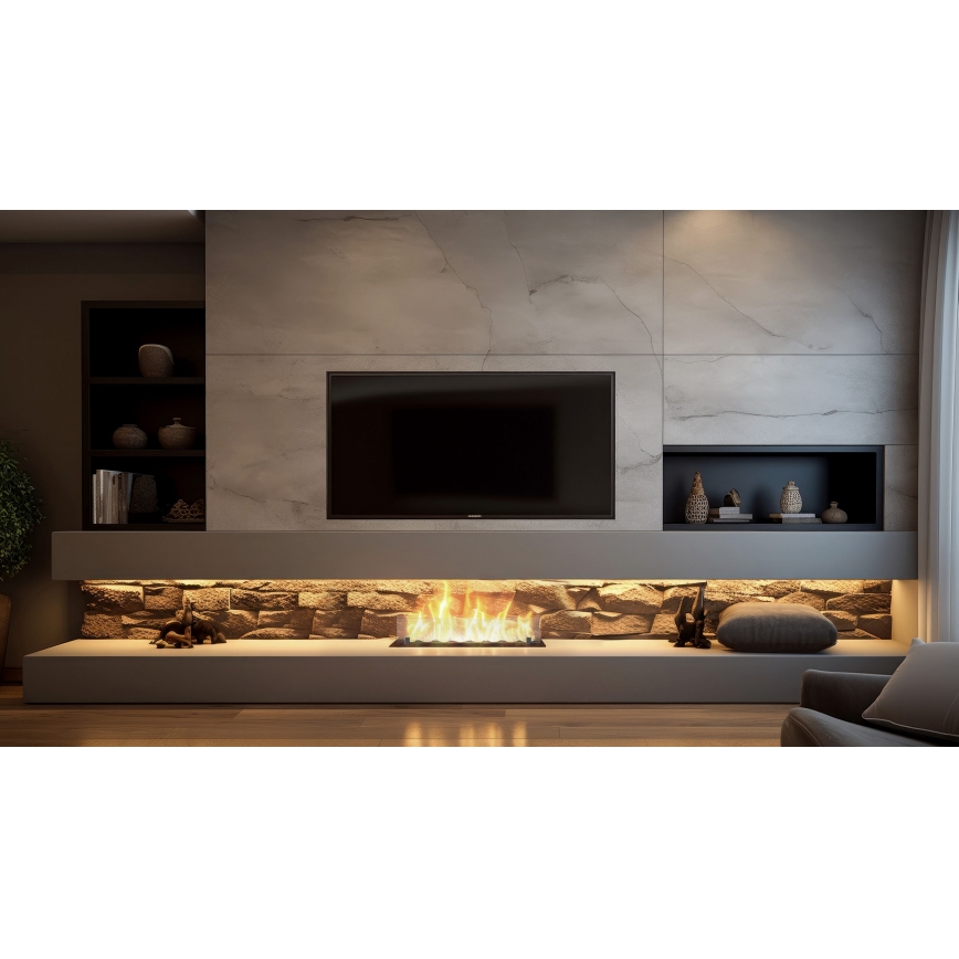 InFire - Vgradni BIO kamin 8,5x60 cm 3,5kW črna