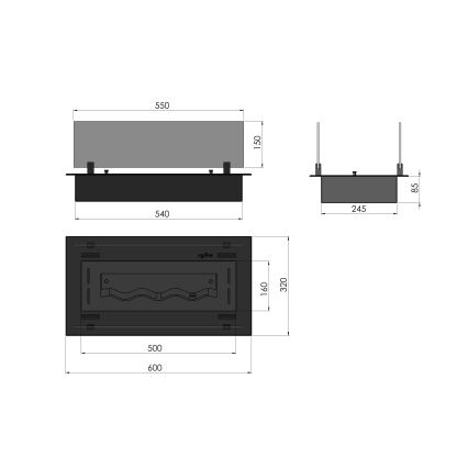 InFire - Vgradni BIO kamin 8,5x60 cm 3,5kW črna