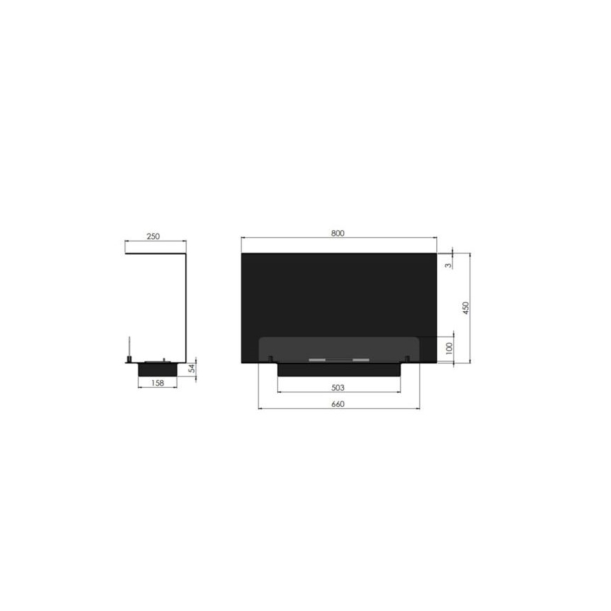 InFire - Vgradni BIO kamin 80x45 cm 3kW črna