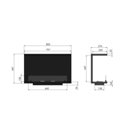 InFire - Vgradni BIO kamin 80x45 cm 3kW črna