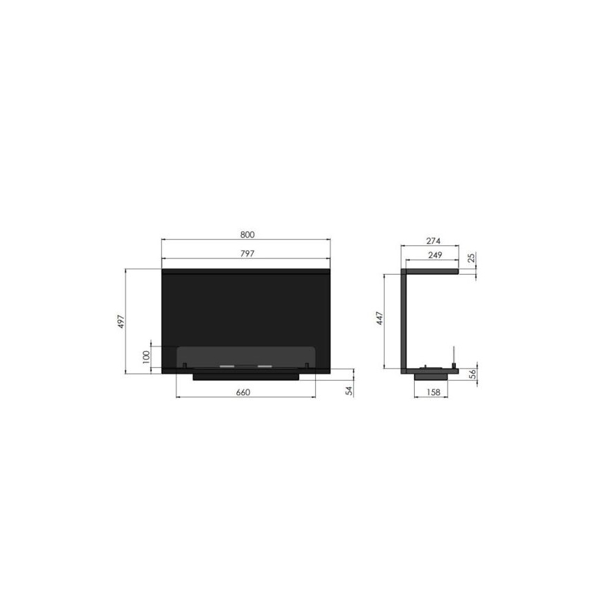 InFire - Vgradni BIO kamin 80x45 cm 3kW črna