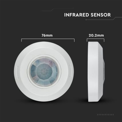Infrardeči senzor gibanja 360° 200W/230V bela