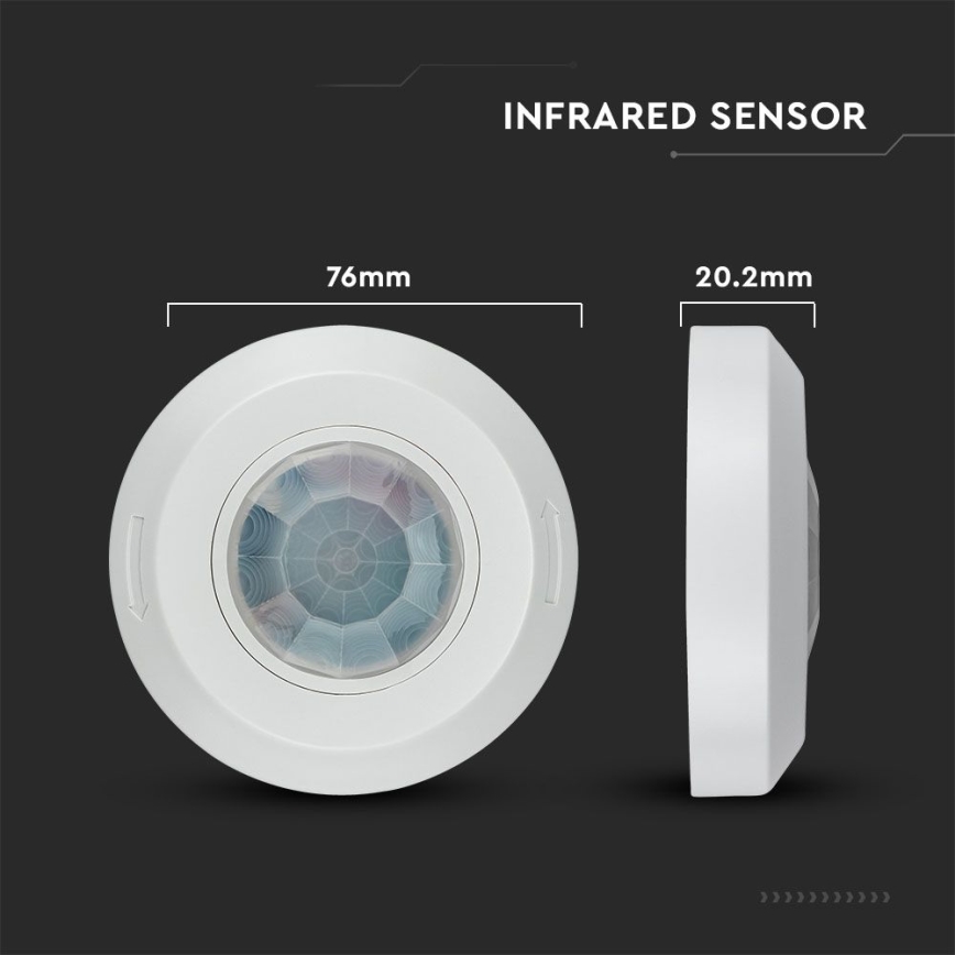 Infrardeči senzor gibanja 360° 200W/230V bela