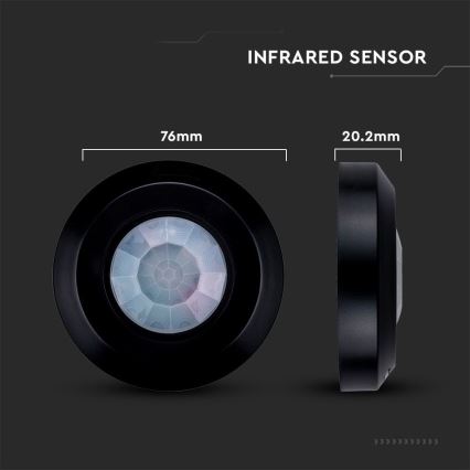 Infrardeči senzor gibanja 360° 200W/230V črna