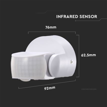 Infrardeči zunanji senzor gibanja 180/360° 600W/230V IP65 bela