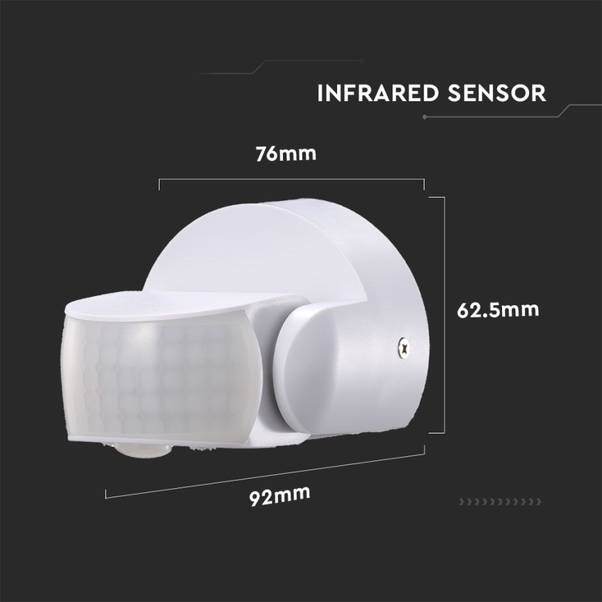 Infrardeči zunanji senzor gibanja 180/360° 600W/230V IP65 bela