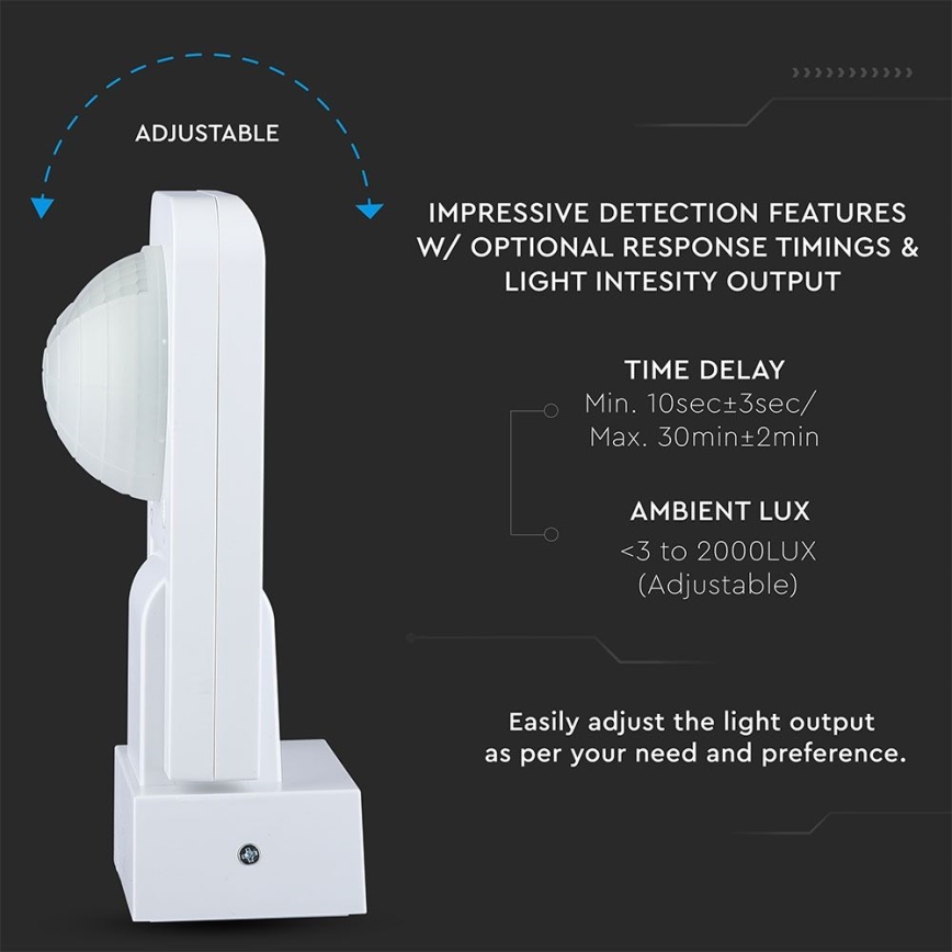 Infrardeči zunanji senzor gibanja 360° 1000W/230V IP65 bela