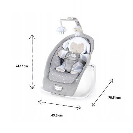 Ingenuity - Otroški ležalnik z melodijo CUDDLE LAMB 3xLR14