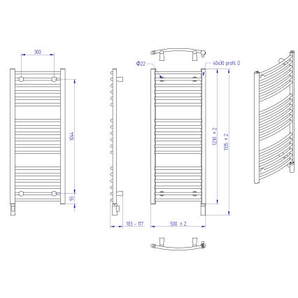 Instal Projekt - Kopalniški električni radiator AMBRE 400W 123x50 cm bela