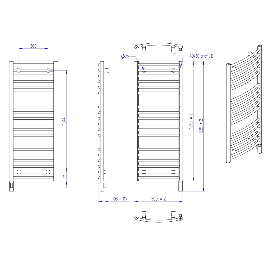 Instal Projekt - Kopalniški električni radiator AMBRE 400W 123x50 cm bela
