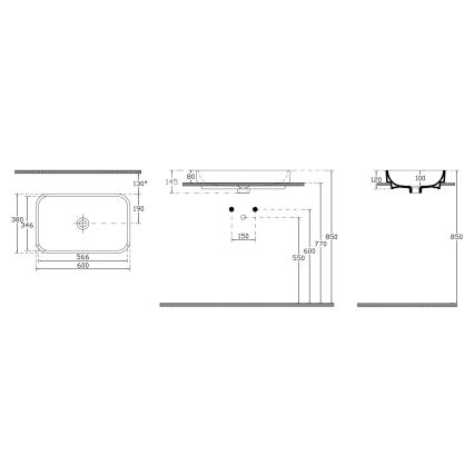 Isvea - Umivalnik na pult AQUA 60x38 cm keramika/bela