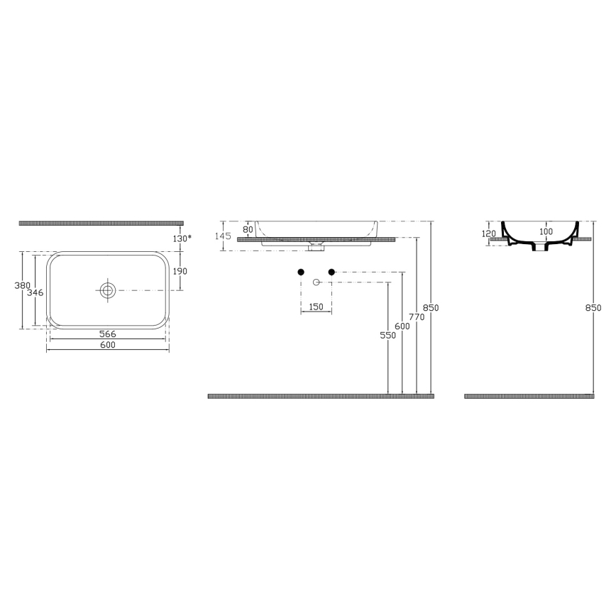 Isvea - Umivalnik na pult AQUA 60x38 cm keramika/bela